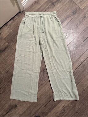 HALARA Wide Leg Drawstring Pants in Light Sage